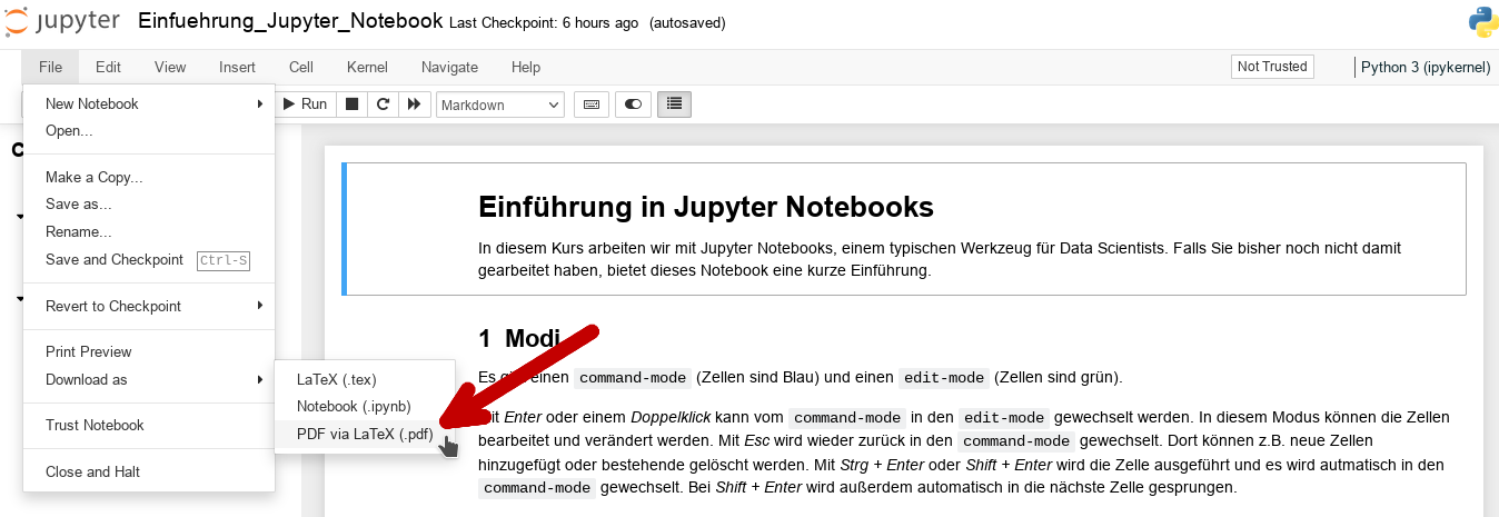 Jupyter-Notebook start page