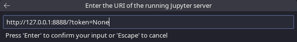 Screenshot VSCodium Jupyter Extension Specify Jupyter Server for Connections, enter the URI
